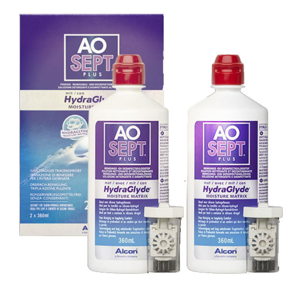 AOSEPT Plus HydraGlyde 2x360 ml s púzdry - poškodený obal