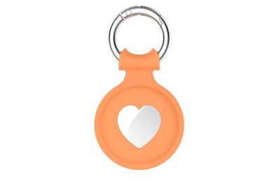 Silikónový ochranný kryt pre AirTag - tvar srdca oranžový