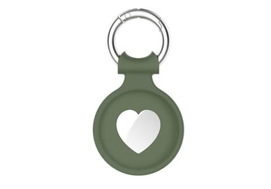 Silikónový ochranný kryt pre AirTag - tvar srdca tmavo zelený
