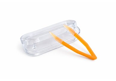 Pinzeta na kontaktné šošovky v puzdre - oranžová
