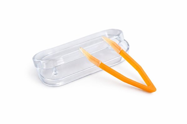 Pinzeta na kontaktné šošovky v puzdre - oranžová