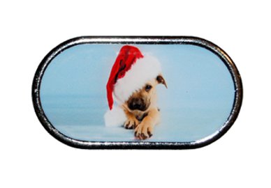 Púzdro so zrkadielkom Vianočný motív - Šteňa s čiapkou cez oko