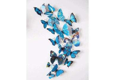 Dekoratívne motýle na stenu 2 kusy - farba modrá