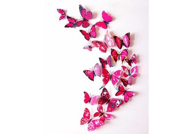 Dekoratívne motýle na stenu 2 kusy - farba ružová