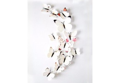 Dekoratívne motýliky na stenu 2 kusy - farba biela